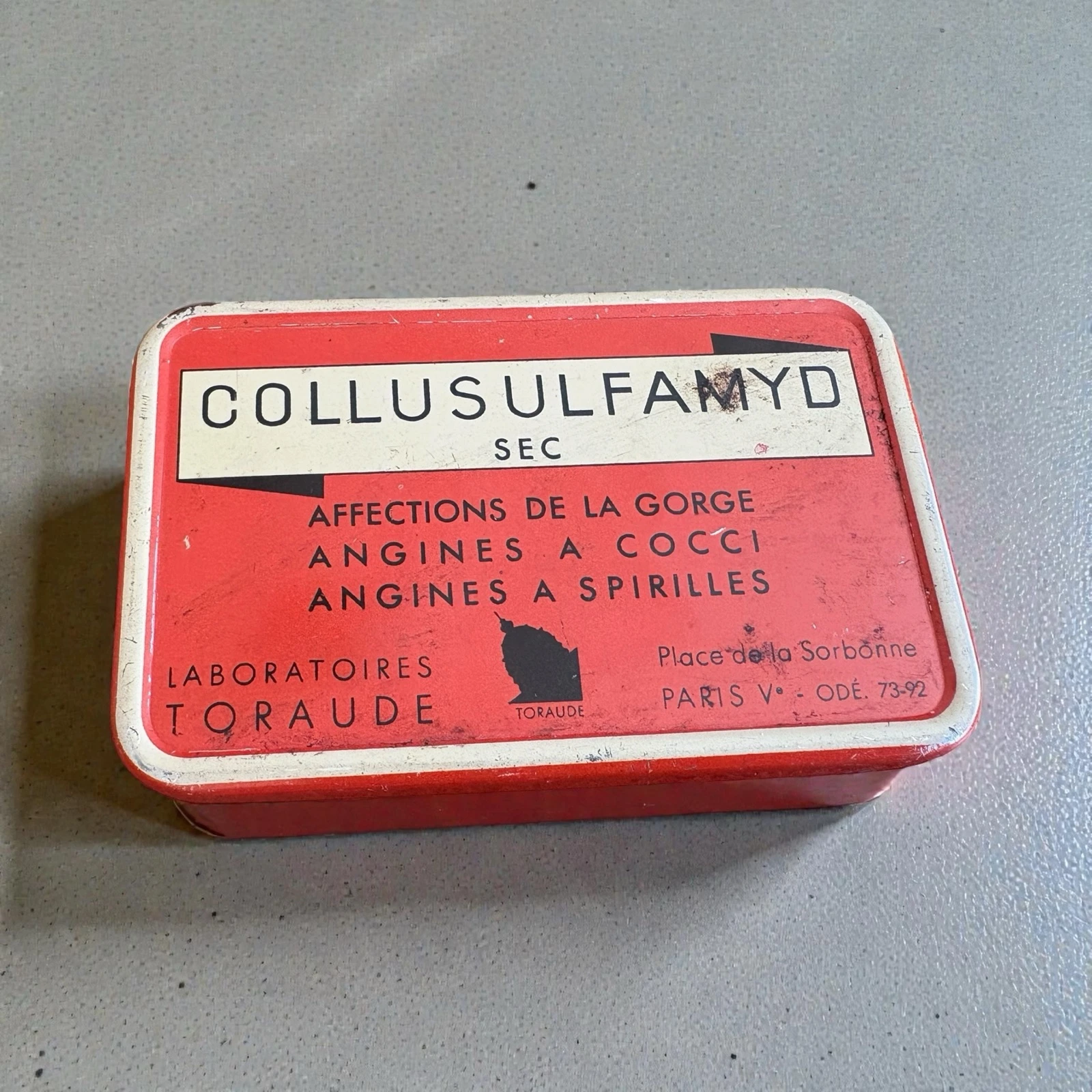 Caixa Médica de Metal Vintage COLLUSULFAMYD SEC Laboratoires TORAUDE Paris 1950 – photo 3